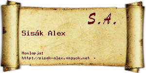 Sisák Alex névjegykártya